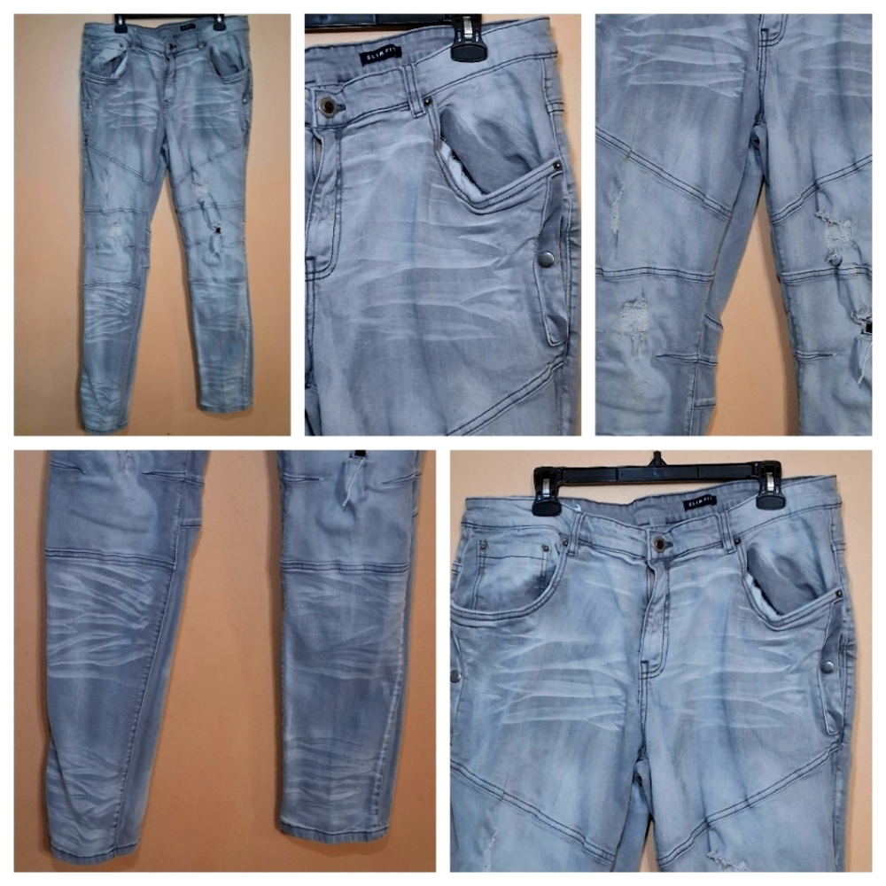 Men's Slim Fit Jeans in Light Gray
